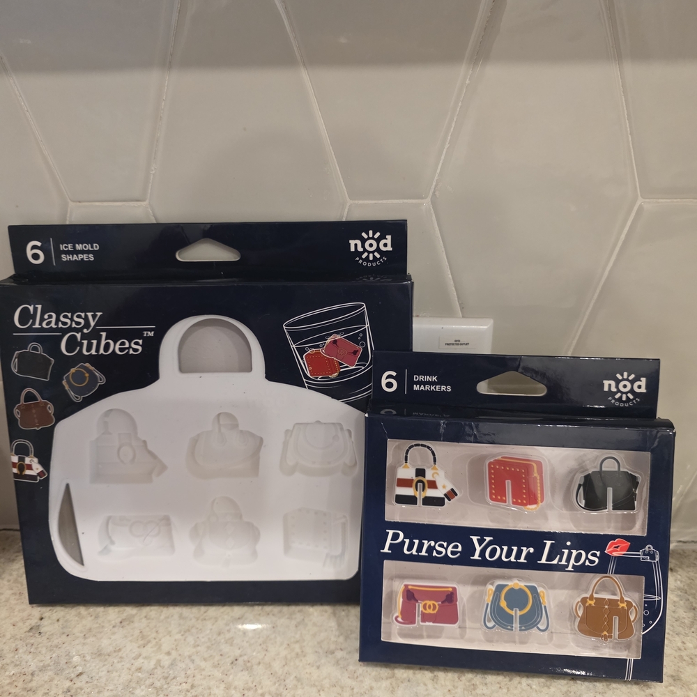 Nod Products Purse Ice Molds And Drink Markers Cocktail Theme Party Set